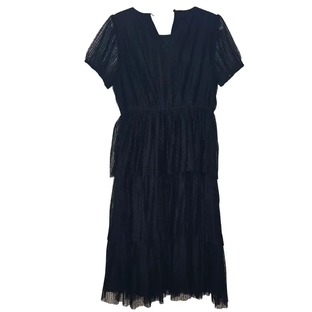 NWT J Crew Pleated Flock-Dot Puff-Sleeve Dress - Picture 10 of 10